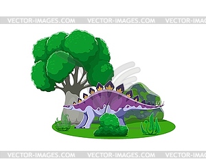 Cartoon dinosaur, prehistoric lizard Dravidosaurus - vector image