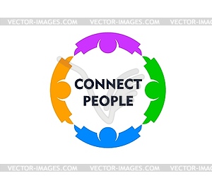 Connect people together icon, community emblem - vector image