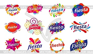 Fiesta holiday party and fun carnival event icons - vector image