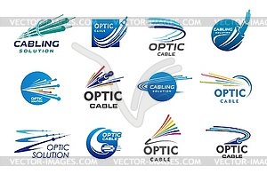 Fiber optic cable icons, internet connection - vector clip art