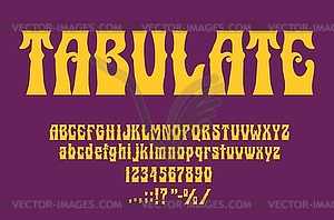 Retro hippy psychedelic font, groovy funky type - vector image