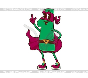 Math number one superhero groovy retro character - vector image