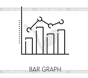 Finance data analytics, bar chart line icon - vector clipart