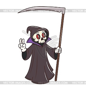 Groovy Halloween death reaper cartoon character - vector clipart