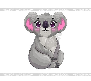 Cartoon cute koala bear character with big eyes - vector clip art