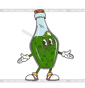 Groovy Halloween magic potion bottle character - vector image