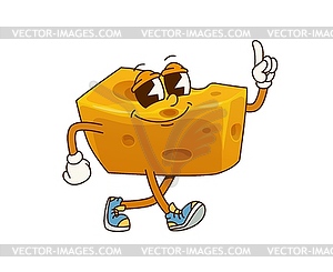 Funny groovy cheese cartoon character - vector clipart / vector image