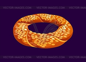 Cartoon Turkish simit, traditional Turkey bakery - vector image