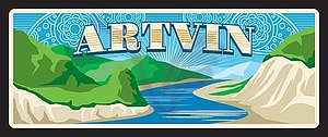 Artvin province district metal travel plate - vector image