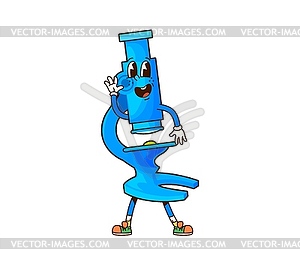 Groovy school microscope funny character - color vector clipart