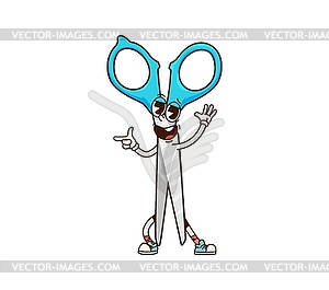 Groovy kids scissors school cute character - vector image