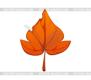 Cartoon autumn fall leaf with warm orange hues - vector clip art