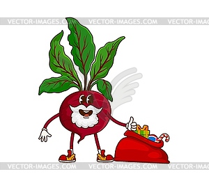 Groovy Christmas beetroot vegetable character - vector clip art