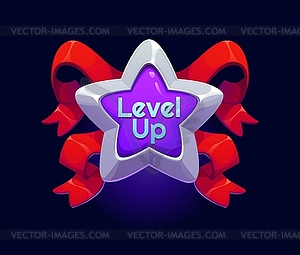 Level up game reward, rate icon, silver star - vector image
