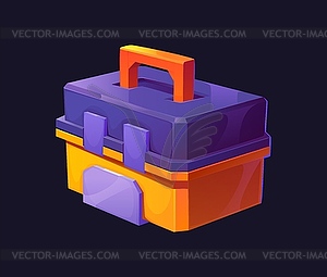 Cartoon game toolbox, storage for instruments - vector clipart