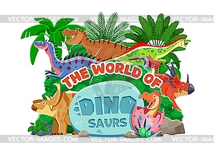 Prehistoric dinosaurs and dino world park banner - vector clipart