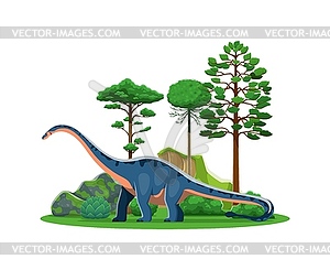 Cartoon dinosaur, prehistoric lizard Shunosaurus - vector image