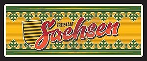 Germany Sachsen German city retro travel plate - vector EPS clipart