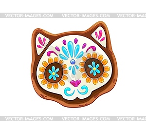 Mexican day of dead biscuit cat skull cookie - vector clipart