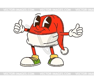 Cartoon Christmas Santa hat giving thumbs up - vector clip art