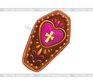 Mexican day of dead holiday coffin cookie or cake - vector image