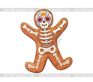 Hispanic day of dead holiday skeleton cookie - vector clip art