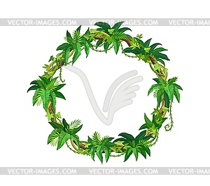 Tropical jungle circle frame composed of leaves - vector image