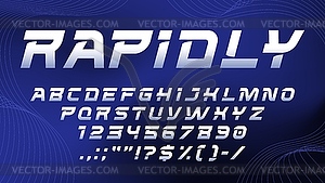 Tech speed sport font, fast dynamic urban type - vector image