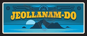 Jeollanam-do Korea province metal travel plate - vector clip art