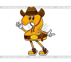 Cartoon groovy math number two cowboy character - vector image