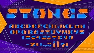 Creative geometric module font, modern bold type - vector clip art