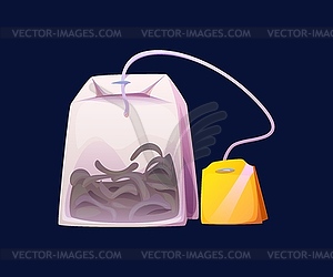 Herbal, fruit and berry tea bag with dried herbs - vector image