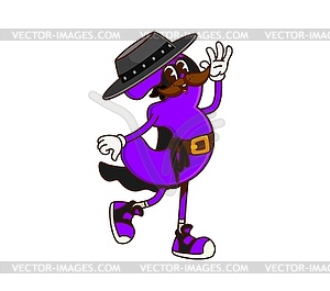 Cartoon groovy math number three cowboy character - vector clipart