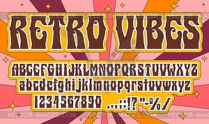 Retro groovy funky type, hippy psychedelic font - vector clipart