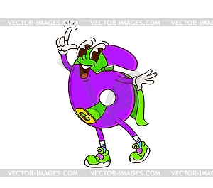 Cartoon groovy math number six comic superhero - vector image