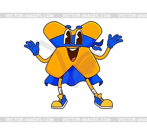 Cartoon groovy math multiplication sign superhero - vector EPS clipart