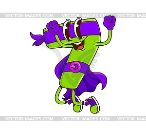 Cartoon groovy math number seven comic superhero - vector image