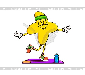 Math plus symbol groovy character on fitness - vector clipart