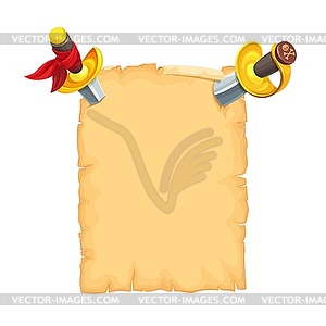 Pirate vintage scroll paper with daggers stuck - vector clip art