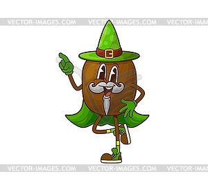 Groovy kiwi fruit halloween wizard character - vector clip art