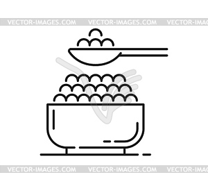 Salmon fish meat fresh caviar thin line icon - vector clipart