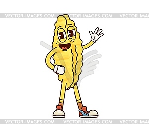Cavatelli italian pasta groovy childish character - vector image