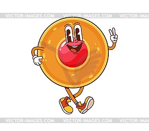 Cartoon funny groovy crumbly cookie character - vector clipart