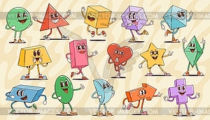 Cartoon groovy math geometric figure characters - vector clip art