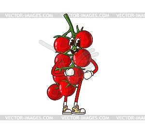 Groovy cherry tomato vegetable cartoon character - vector clipart