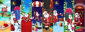 Christmas holiday Santa characters cartoon collage - vector image