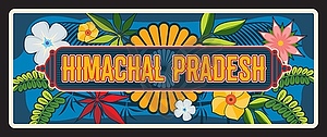 Himachal Pradesh Indian sign retro travel plate - vector image