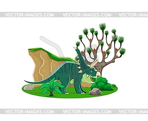 Dinosaur, cartoon prehistoric dino Chasmosaurus - vector clip art