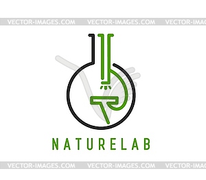 Nature lab icon, green product laboratory emblem - vector clipart