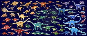 Color prehistoric dinosaurs cartoon set - vector image